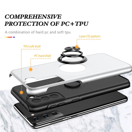 For Samsung Galaxy S21 5G PC + TPU Shockproof Magnetic Protective Case with Invisible Ring Holder(Silver)-garmade.com