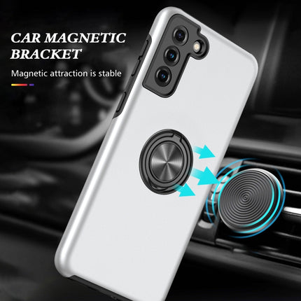 For Samsung Galaxy S21 5G PC + TPU Shockproof Magnetic Protective Case with Invisible Ring Holder(Silver)-garmade.com