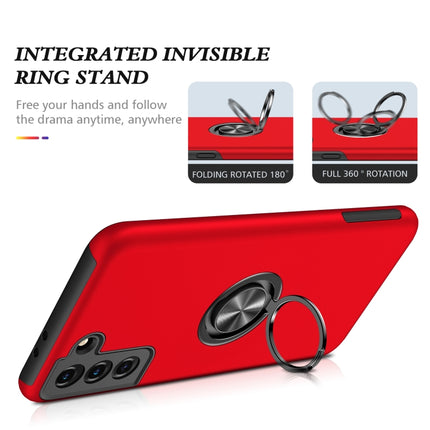 For Samsung Galaxy S21+ 5G PC + TPU Shockproof Magnetic Protective Case with Invisible Ring Holder(Red)-garmade.com