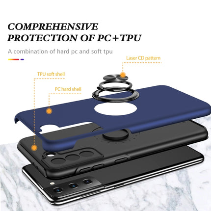 For Samsung Galaxy S21+ 5G PC + TPU Shockproof Magnetic Protective Case with Invisible Ring Holder(Blue)-garmade.com