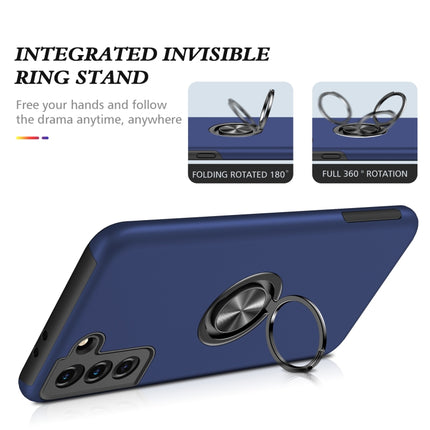 For Samsung Galaxy S21+ 5G PC + TPU Shockproof Magnetic Protective Case with Invisible Ring Holder(Blue)-garmade.com