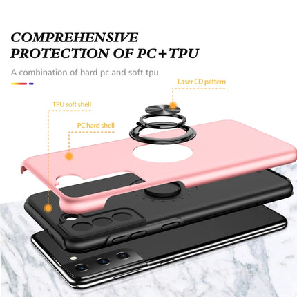 For Samsung Galaxy S21+ 5G PC + TPU Shockproof Magnetic Protective Case with Invisible Ring Holder(Rose Gold)-garmade.com