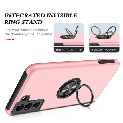 For Samsung Galaxy S21+ 5G PC + TPU Shockproof Magnetic Protective Case with Invisible Ring Holder(Rose Gold)-garmade.com