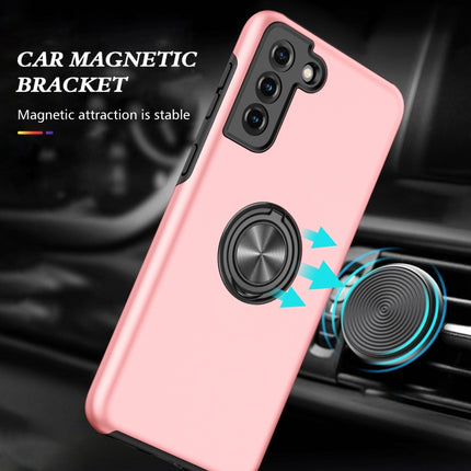 For Samsung Galaxy S21+ 5G PC + TPU Shockproof Magnetic Protective Case with Invisible Ring Holder(Rose Gold)-garmade.com