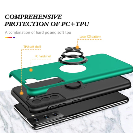 For Samsung Galaxy S21+ 5G PC + TPU Shockproof Magnetic Protective Case with Invisible Ring Holder(Dark Green)-garmade.com