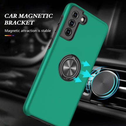 For Samsung Galaxy S21+ 5G PC + TPU Shockproof Magnetic Protective Case with Invisible Ring Holder(Dark Green)-garmade.com