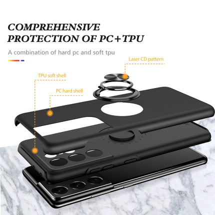 For Samsung Galaxy S21 Ultra 5G PC + TPU Shockproof Magnetic Protective Case with Invisible Ring Holder(Black)-garmade.com