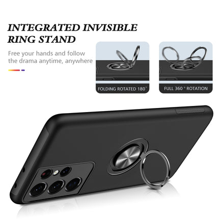 For Samsung Galaxy S21 Ultra 5G PC + TPU Shockproof Magnetic Protective Case with Invisible Ring Holder(Black)-garmade.com