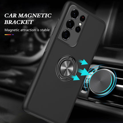 For Samsung Galaxy S21 Ultra 5G PC + TPU Shockproof Magnetic Protective Case with Invisible Ring Holder(Black)-garmade.com