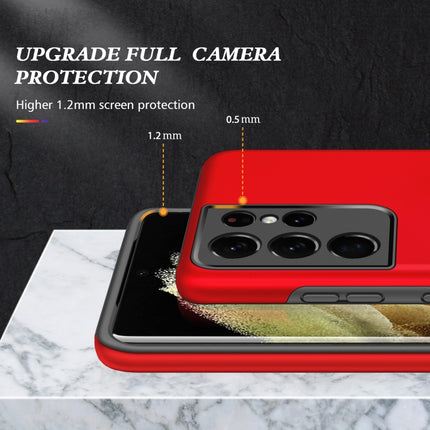 For Samsung Galaxy S21 Ultra 5G PC + TPU Shockproof Magnetic Protective Case with Invisible Ring Holder(Red)-garmade.com