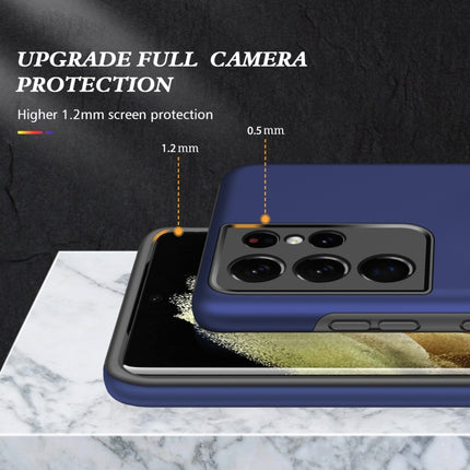 For Samsung Galaxy S21 Ultra 5G PC + TPU Shockproof Magnetic Protective Case with Invisible Ring Holder(Blue)-garmade.com