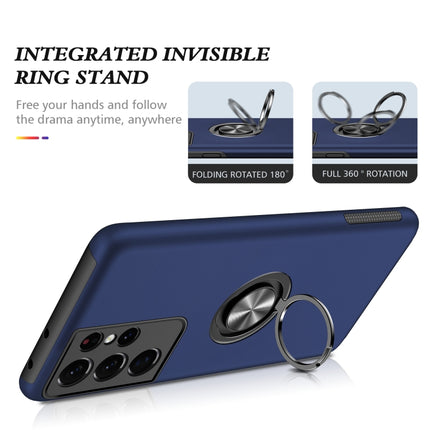 For Samsung Galaxy S21 Ultra 5G PC + TPU Shockproof Magnetic Protective Case with Invisible Ring Holder(Blue)-garmade.com