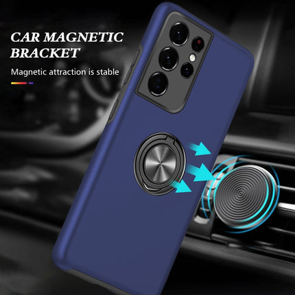 For Samsung Galaxy S21 Ultra 5G PC + TPU Shockproof Magnetic Protective Case with Invisible Ring Holder(Blue)-garmade.com