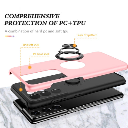 For Samsung Galaxy S21 Ultra 5G PC + TPU Shockproof Magnetic Protective Case with Invisible Ring Holder(Rose Gold)-garmade.com