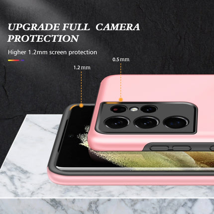 For Samsung Galaxy S21 Ultra 5G PC + TPU Shockproof Magnetic Protective Case with Invisible Ring Holder(Rose Gold)-garmade.com