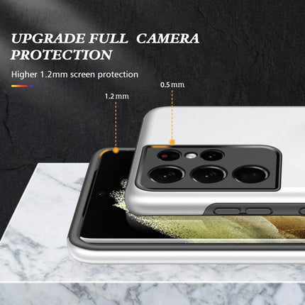 For Samsung Galaxy S21 Ultra 5G PC + TPU Shockproof Magnetic Protective Case with Invisible Ring Holder(Silver)-garmade.com