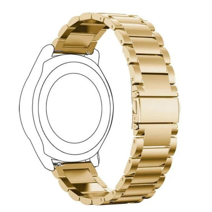20mm Three Flat Buckle Stainless Steel Replacement Watchband for Samsung Galaxy Watch Active 2 / Amazfit GTS 2(Gold)-garmade.com