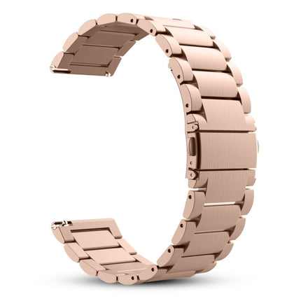 20mm Three Flat Buckle Stainless Steel Replacement Watchband for Samsung Galaxy Watch Active 2 / Amazfit GTS 2(Rose Gold)-garmade.com