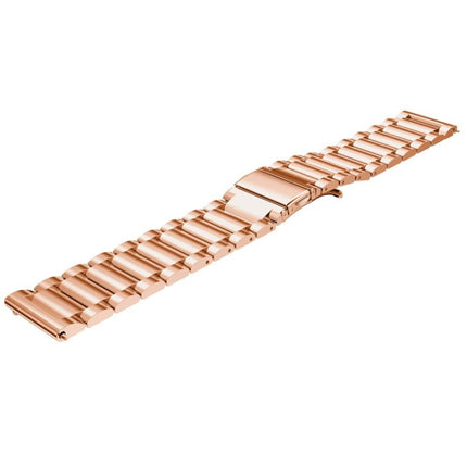 20mm Three Flat Buckle Stainless Steel Replacement Watchband for Samsung Galaxy Watch Active 2 / Amazfit GTS 2(Rose Gold)-garmade.com