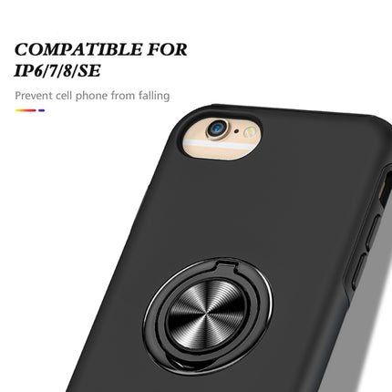 PC + TPU Shockproof Magnetic Protective Case with Invisible Ring Holder For iPhone 6(Black)-garmade.com