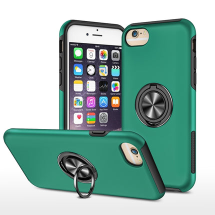 PC + TPU Shockproof Magnetic Protective Case with Invisible Ring Holder For iPhone 6(Dark Green)-garmade.com