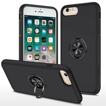 PC + TPU Shockproof Magnetic Protective Case with Invisible Ring Holder For iPhone 6 Plus(Black)-garmade.com