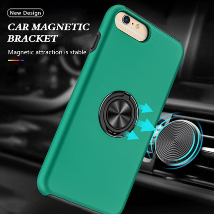PC + TPU Shockproof Magnetic Protective Case with Invisible Ring Holder For iPhone 6 Plus(Dark Green)-garmade.com