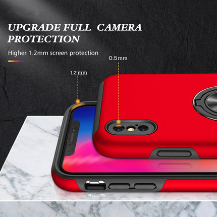PC + TPU Shockproof Magnetic Protective Case with Invisible Ring Holder For iPhone XS / X(Red)-garmade.com