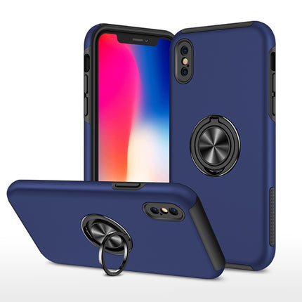 PC + TPU Shockproof Magnetic Protective Case with Invisible Ring Holder For iPhone XS / X(Blue)-garmade.com