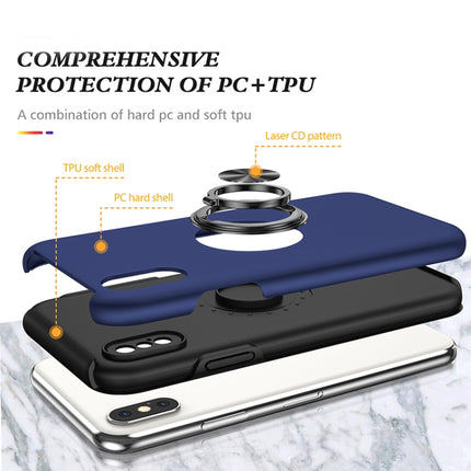 PC + TPU Shockproof Magnetic Protective Case with Invisible Ring Holder For iPhone XS / X(Blue)-garmade.com