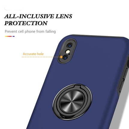 PC + TPU Shockproof Magnetic Protective Case with Invisible Ring Holder For iPhone XS / X(Blue)-garmade.com