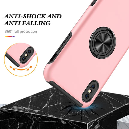 PC + TPU Shockproof Magnetic Protective Case with Invisible Ring Holder For iPhone XS / X(Rose Gold)-garmade.com