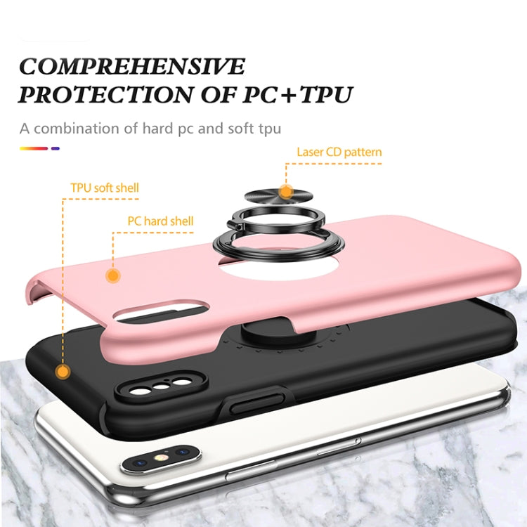 PC + TPU Shockproof Magnetic Protective Case with Invisible Ring Holder For iPhone XS / X(Rose Gold)-garmade.com