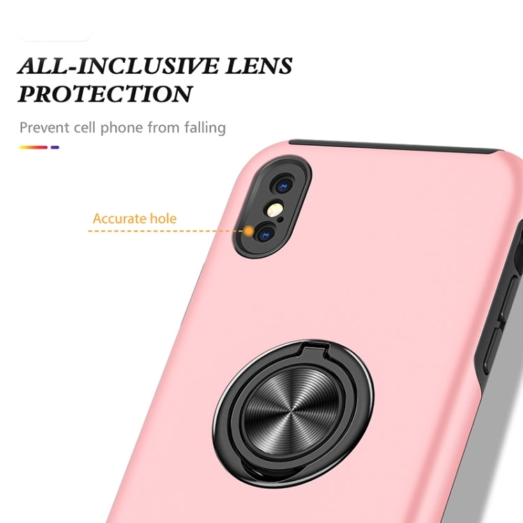 PC + TPU Shockproof Magnetic Protective Case with Invisible Ring Holder For iPhone XS / X(Rose Gold)-garmade.com