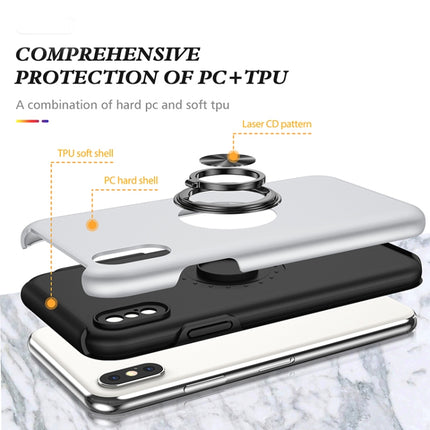 PC + TPU Shockproof Magnetic Protective Case with Invisible Ring Holder For iPhone XS / X(Silver)-garmade.com