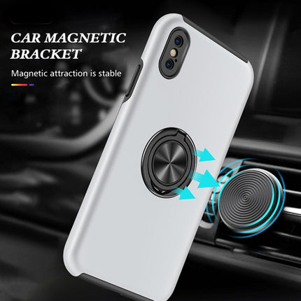 PC + TPU Shockproof Magnetic Protective Case with Invisible Ring Holder For iPhone XS / X(Silver)-garmade.com
