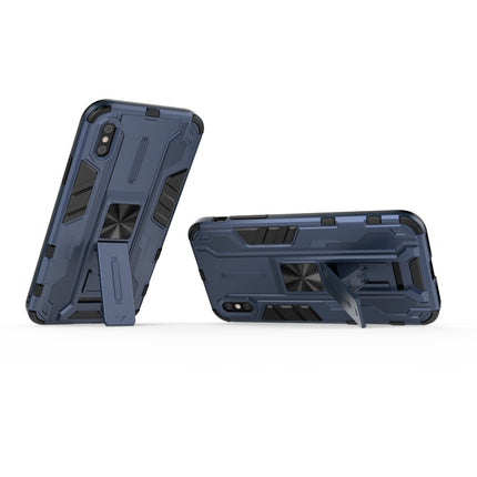 Supersonic PC + TPU Shock-proof Protective Case with Holder For iPhone X & XS(Dark Blue)-garmade.com