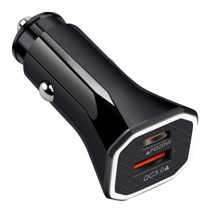 YSY-316PD20W QC3.0 USB + PD 20W USB-C / Type-C Polygon Dual Ports Fast Charging Car Charger(Black)-garmade.com