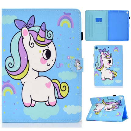 For iPad 10.2 2021 / 2020 / 2019 Painted Pattern TPU Horizontal Flip Leather Protective Case(Rainbow Unicorn)-garmade.com