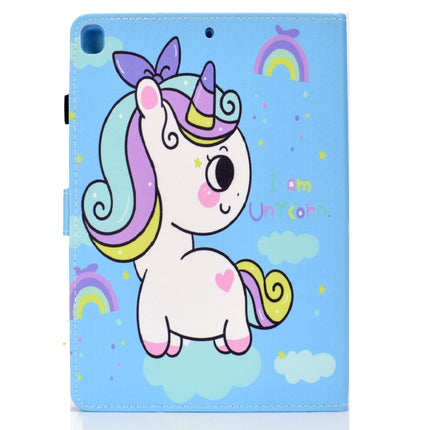 For iPad 10.2 2021 / 2020 / 2019 Painted Pattern TPU Horizontal Flip Leather Protective Case(Rainbow Unicorn)-garmade.com