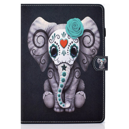 For iPad 10.2 2021 / 2020 / 2019 Painted Pattern TPU Horizontal Flip Leather Protective Case(Rose Elephant)-garmade.com