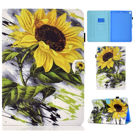 For iPad 10.2 2021 / 2020 / 2019 Painted Pattern TPU Horizontal Flip Leather Protective Case(Sun Flower)-garmade.com