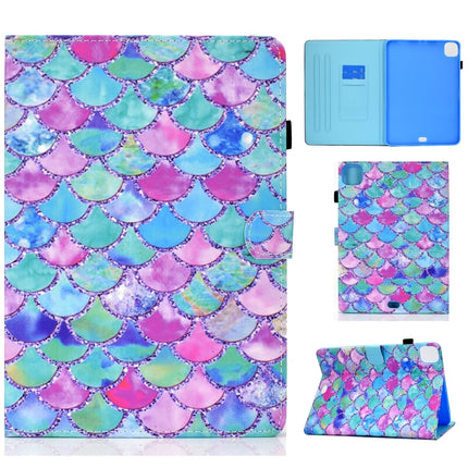 Painted Pattern TPU Horizontal Flip Leather Protective Case For iPad Air (2020)(Color Fish Scales)-garmade.com