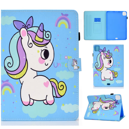 For iPad Pro 11 (2018/2020) Painted Pattern TPU Horizontal Flip Leather Protective Tablet Case(Rainbow Unicorn)-garmade.com