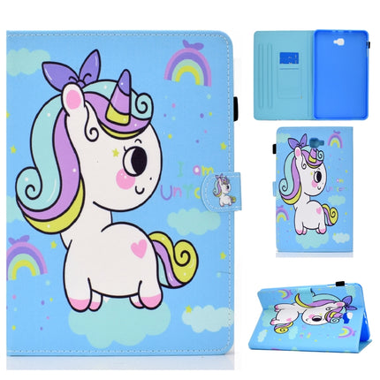 Painted Pattern TPU Horizontal Flip Leather Protective Case For Samsung Galaxy Tab A 10.1 (2016)(Rainbow Unicorn)-garmade.com