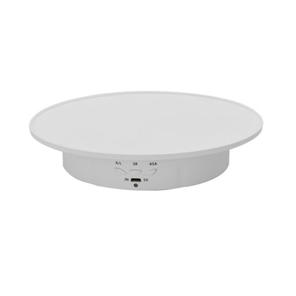 20cm USB Electric Rotating Turntable Display Stand Video Shooting Props Turntable for Photography, Load: 8kg(White Base White Velvet)-garmade.com