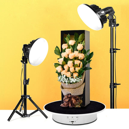 20cm USB Electric Rotating Turntable Display Stand Video Shooting Props Turntable for Photography, Load: 8kg(White Base Black Velvet)-garmade.com