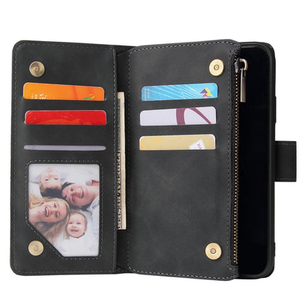 For iPhone XR Multifunctional Retro Frosted Horizontal Flip Leather Case with Card Slot & Holder & Zipper Wallet & Photo Frame & Lanyard(Black)-garmade.com
