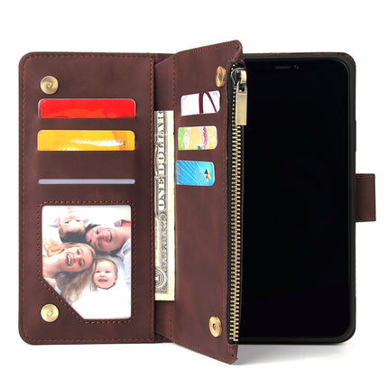 For iPhone 11 Pro Max Multifunctional Retro Frosted Horizontal Flip Leather Case with Card Slot & Holder & Zipper Wallet & Photo Frame & Lanyard(Coffee)-garmade.com