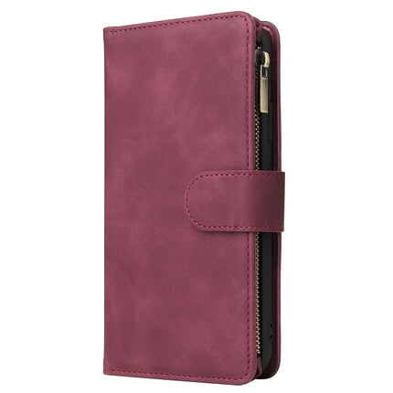 For iPhone 11 Pro Max Multifunctional Retro Frosted Horizontal Flip Leather Case with Card Slot & Holder & Zipper Wallet & Photo Frame & Lanyard(Red Wine)-garmade.com